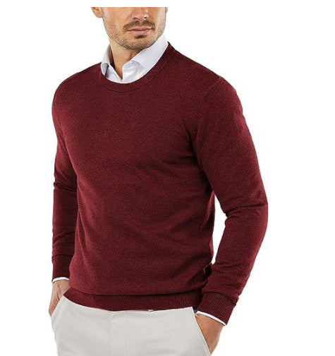 Herren eleganter Rundhals-Pullover aus feiner Baumwolle