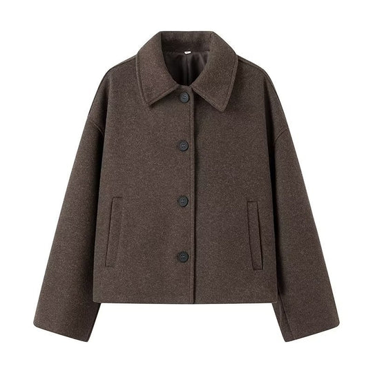 Damen Kurzjacke aus Wollmix im Boxy‑Caban‑Stil mit Hemdkragen und Eingrifftaschen Shop Nory