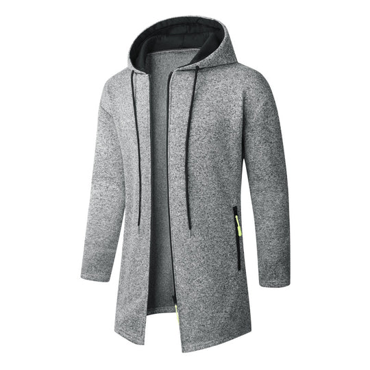 Herren Langer Strickmantel mit Kapuze, durchgehendem Reißverschluss & weichem Fleecefutter Shop Nory