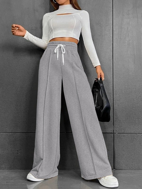 Damen nan weite High-Waist Palazzo-Jogginghose mit Kordelzug und Bügelfalte Shop Nory