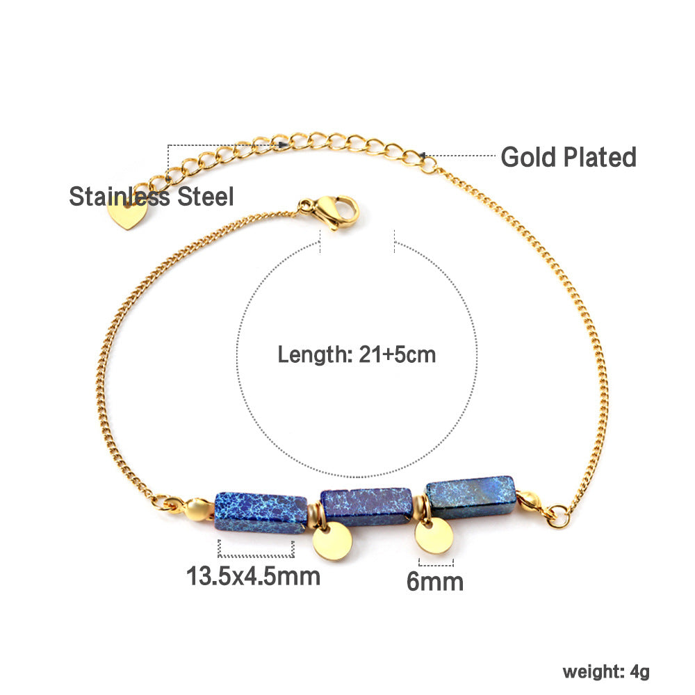 Damen Armband mit funkelnden Karibikstein-Elementen aus hochwertigem Edelstahl und goldplattierten Akzenten Shop Nory