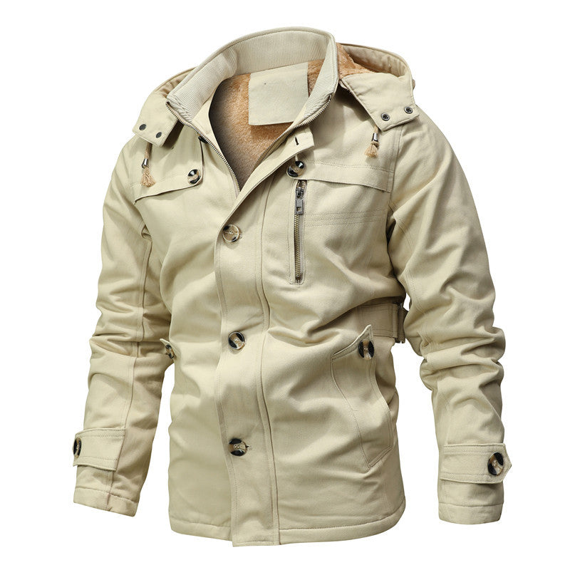 Herren Parka-Jacke mit Kapuze, Thermofutter und Metallknöpfen Shop Nory