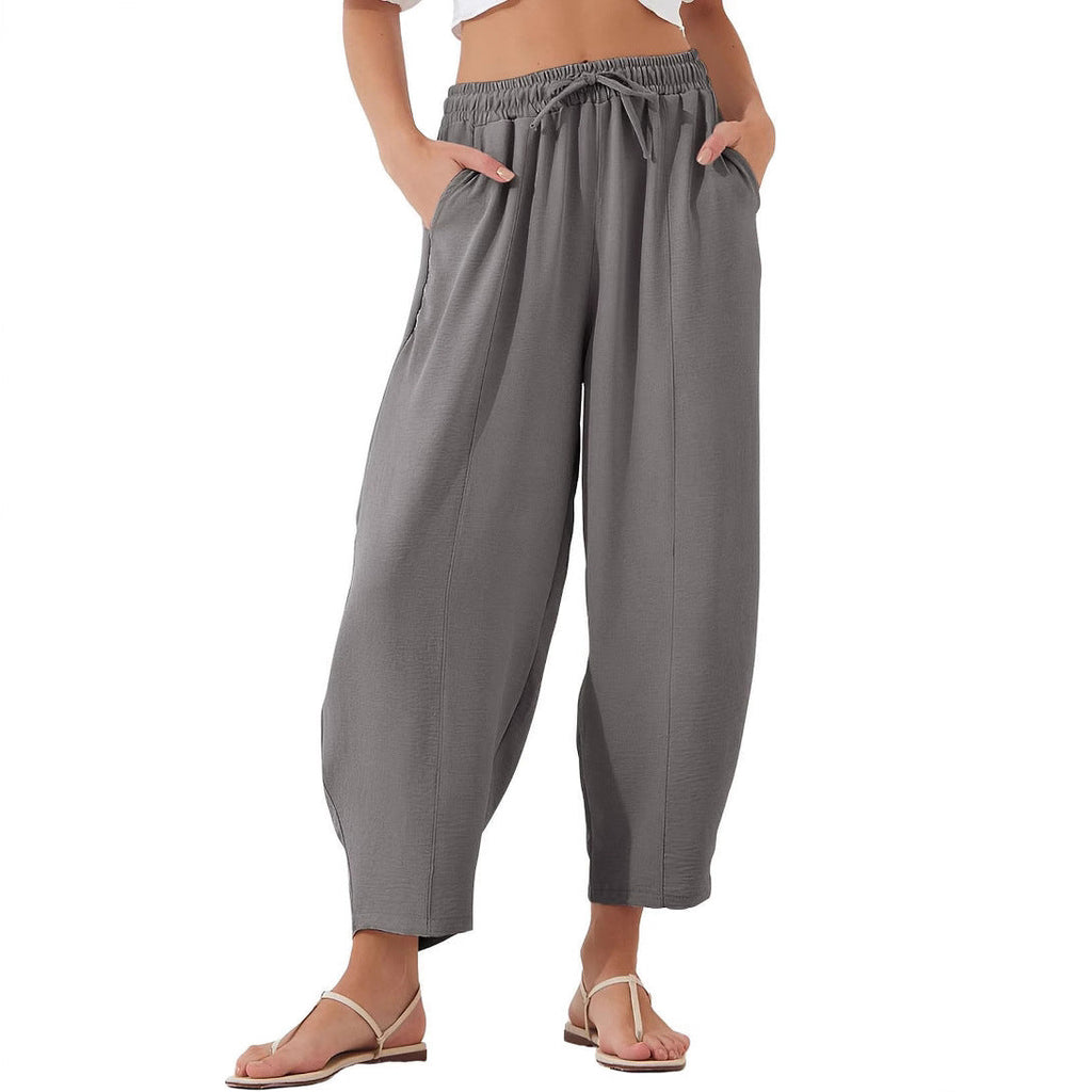 Damen lässige Freizeithose mit elastischem Bund und praktischen Seitentaschen