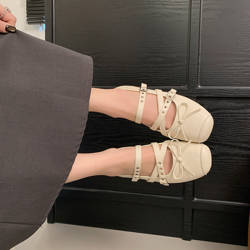 Damen Ballerinas mit verstellbaren Riemchen und süßem Schleifendesign Shopnory