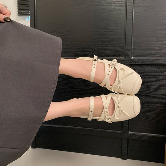 Damen Ballerinas mit verstellbaren Riemchen und süßem Schleifendesign Shopnory