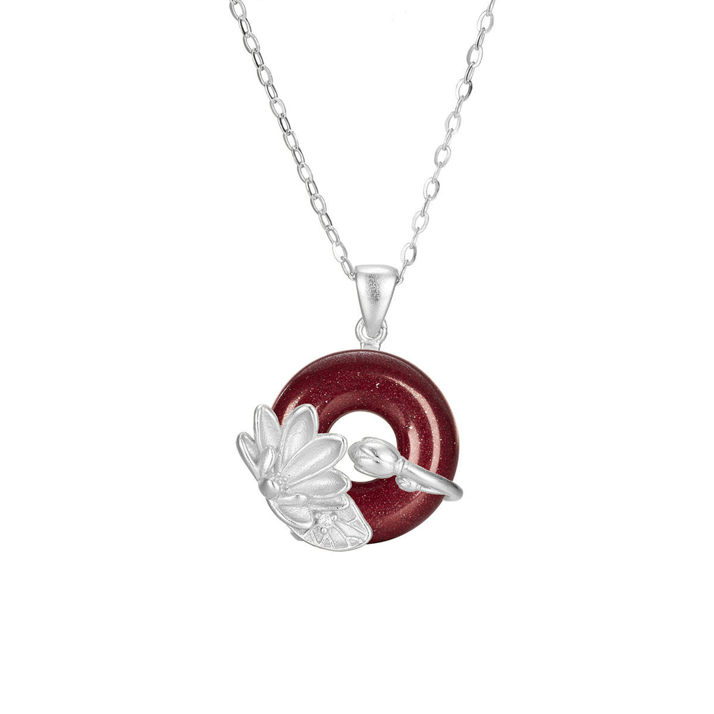 Damen Halskette mit kunstvollem Anhänger und blühendem Blumenmotiv Shop Nory