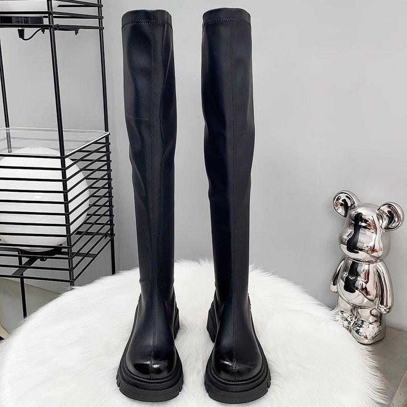 Damen Oberschenkelhohe Stretch-Stiefel mit schlankem Schaft und geformter Plateau-Sohle Shop Nory