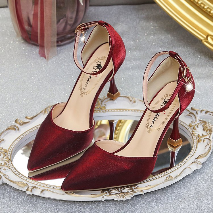 Damen elegante Spitzen Hochhackige Schuhe mit zierlichen Riemen