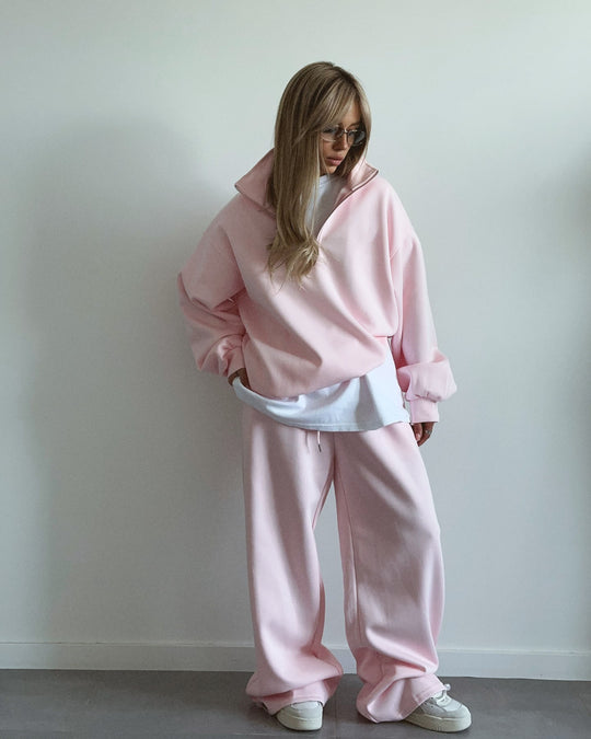 Damen Oversize Sweatshirt mit Halbzip und hohem Stehkragen Shop Nory