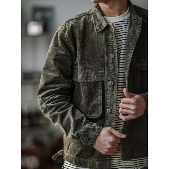 Herren Robustes Kord-Overshirt im Worker-Look mit aufgesetzten Pattentaschen Shop Nory