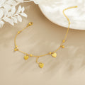 Damen zarte Fußkette mit herzförmigen Anhängern und glänzenden Kugeldetails Shop Nory