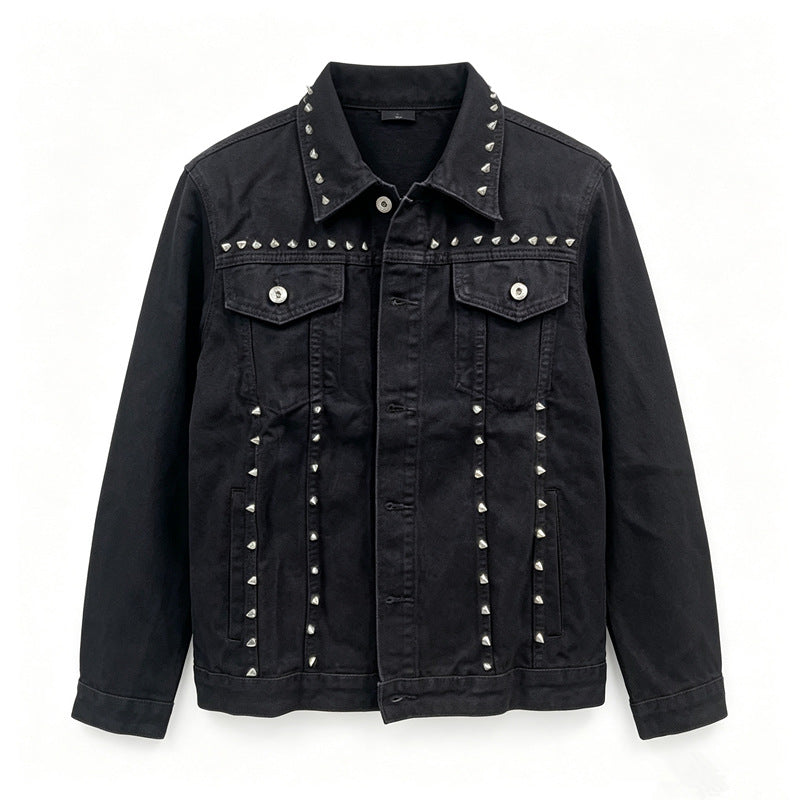 Herren Modische Jeansjacke mit Nieten Shop Nory