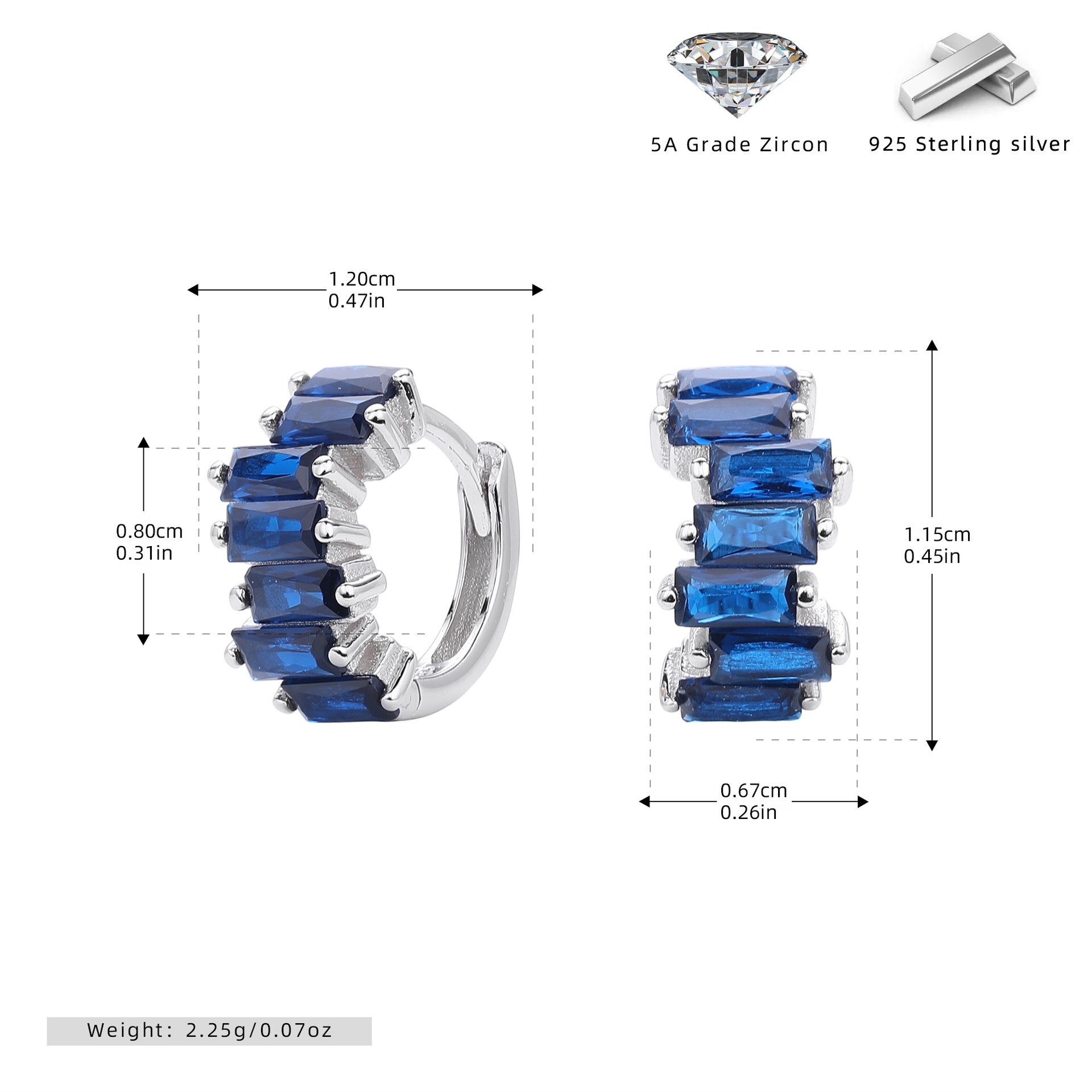 Damen Ohrstecker mit exquisite Zirkonsteinen und 925 Sterling Silber Shop Nory