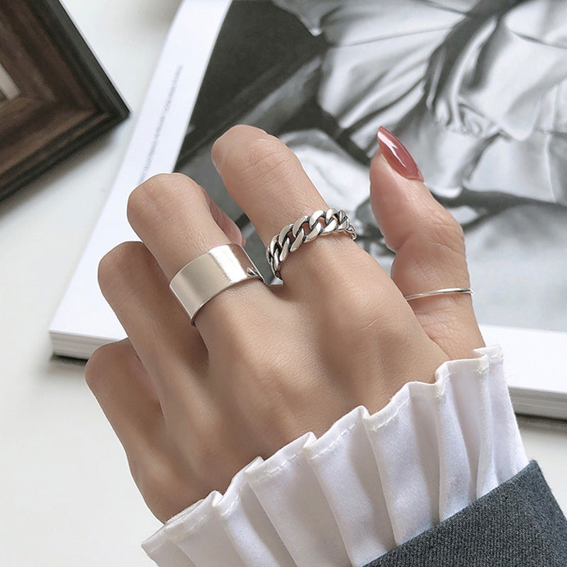 Damen Offener Ring mit elegantem Kettenmuster Shop Nory