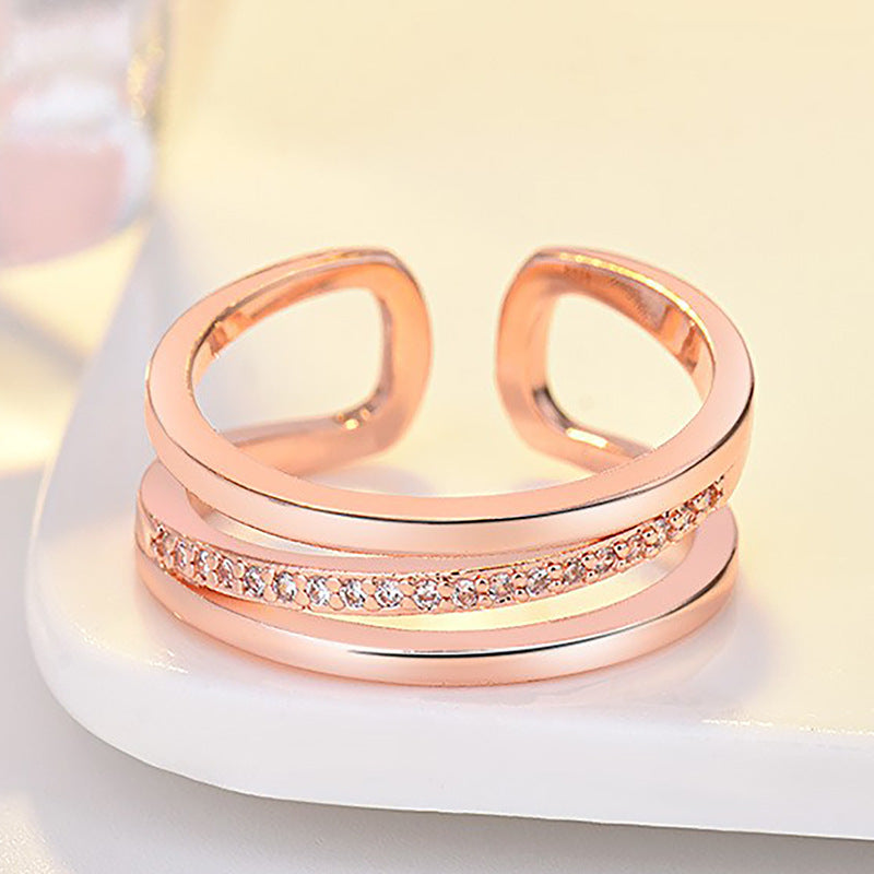 Damen Offener Ring mit funkelndem Zirkonia-Besatz und modernem Design Shop Nory