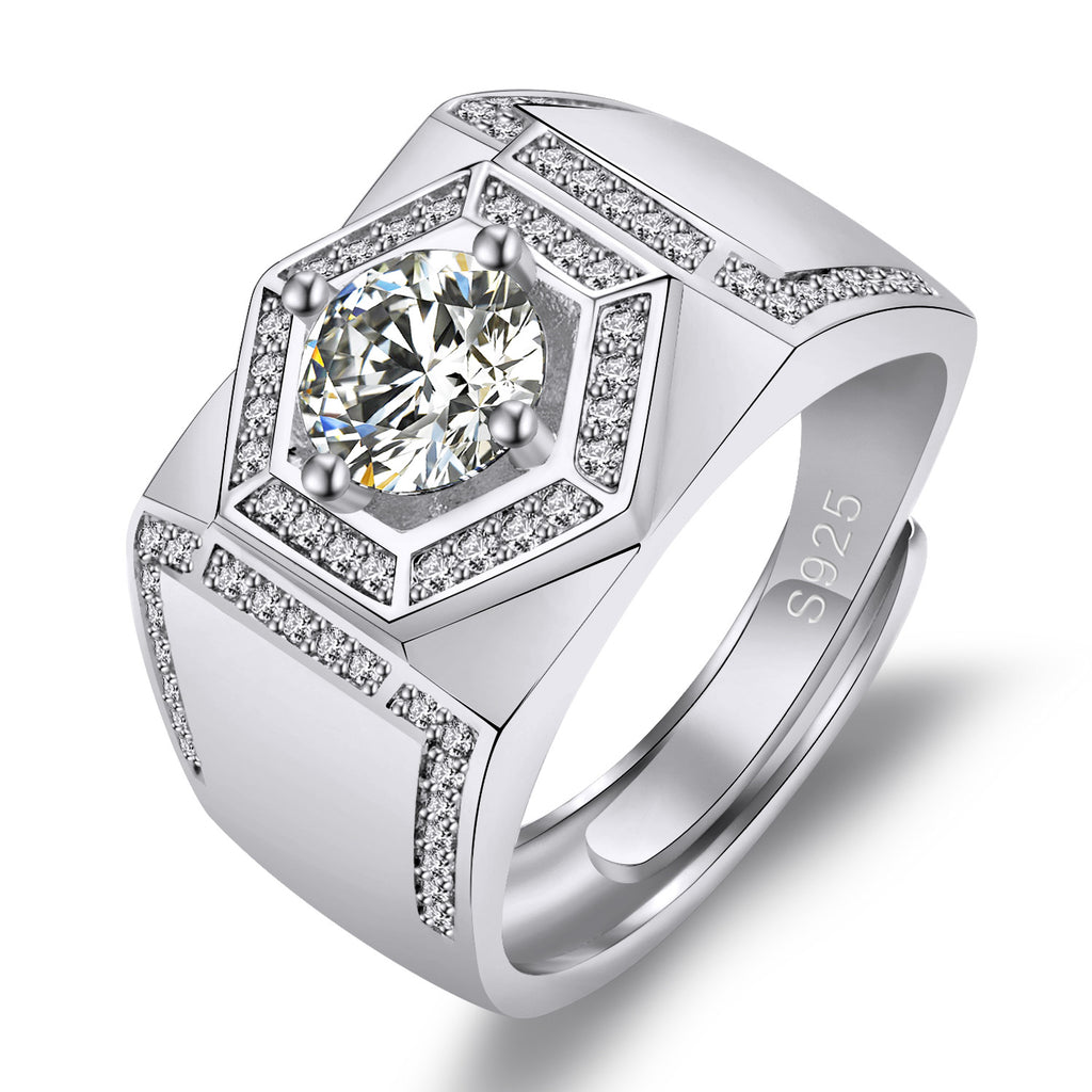 Damenring mit hexagonalem Design und funkelndem Zirkonia-Besatz Shop Nory