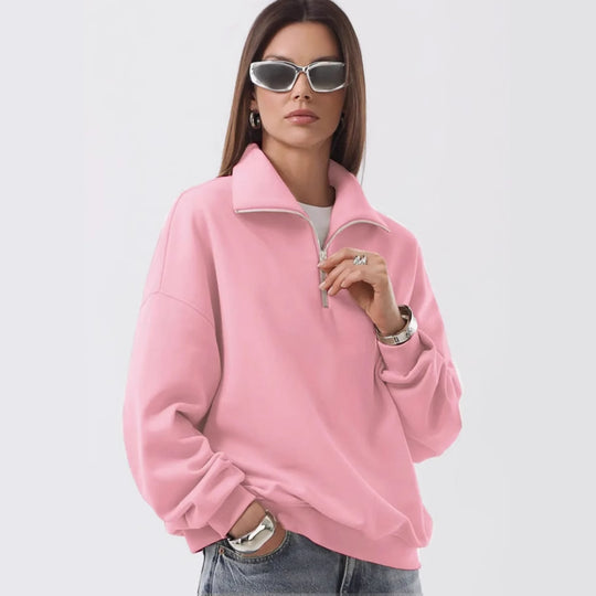 Unisex Relax-Halbzip-Sweatshirt mit hohem Stehkragen, Raglanärmeln und leicht angerauter Innenseite Shop Nory