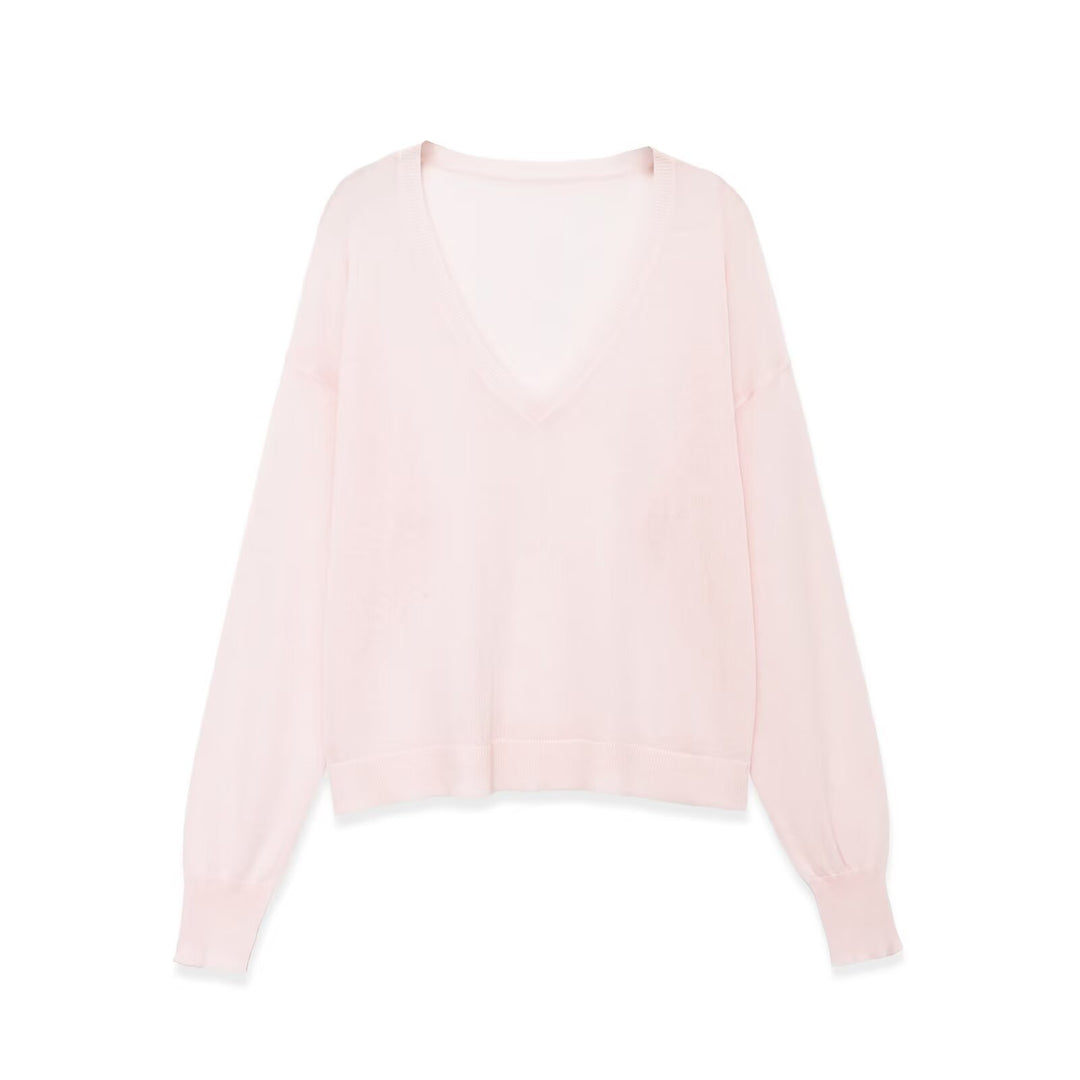Damen Oversize-Feinstrickpullover mit tiefem V-Ausschnitt und gerippten Bündchen Shop Nory
