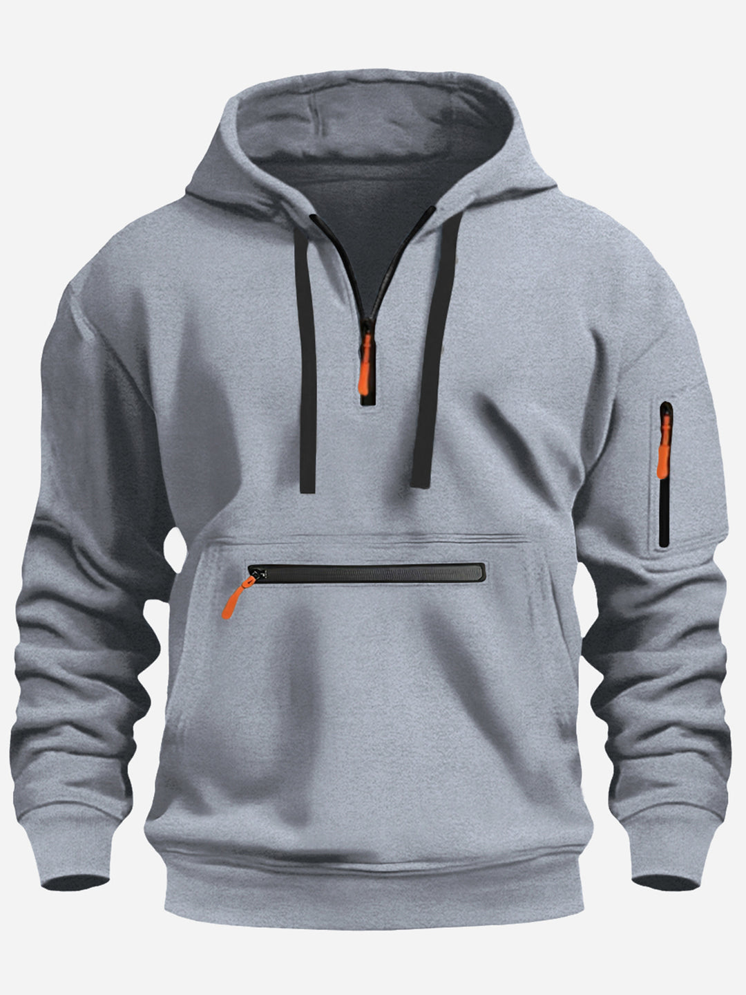 Herren nan technischer Halbzip Kapuzenpullover mit frontaler Reißverschlusstasche und Ärmel-Tasche Shop Nory