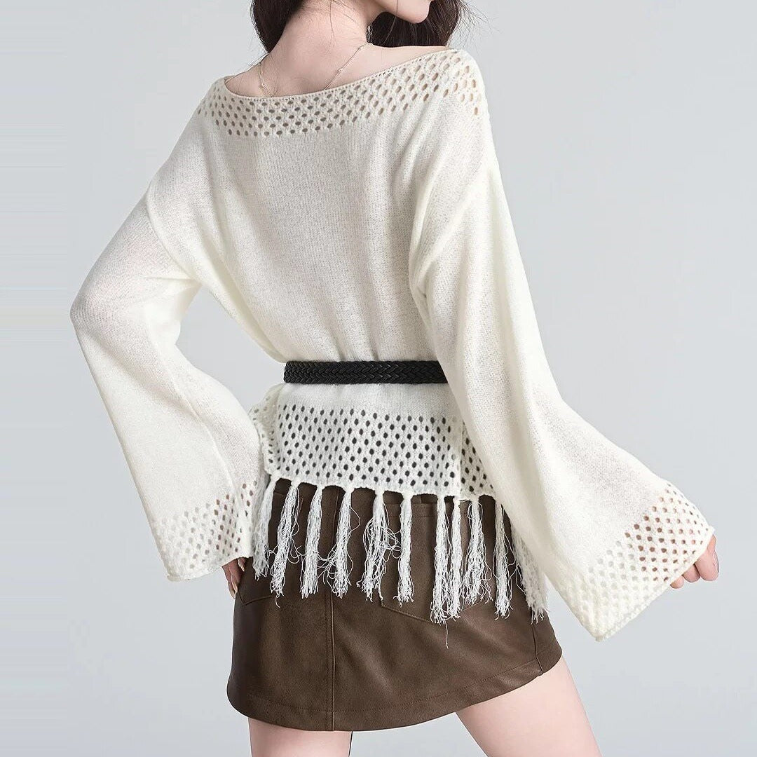 Damen Elegantes und уютное Oberteil mit Fransen Shop Nory