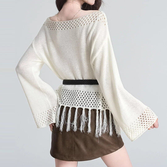 Damen Elegantes und уютное Oberteil mit Fransen Shop Nory
