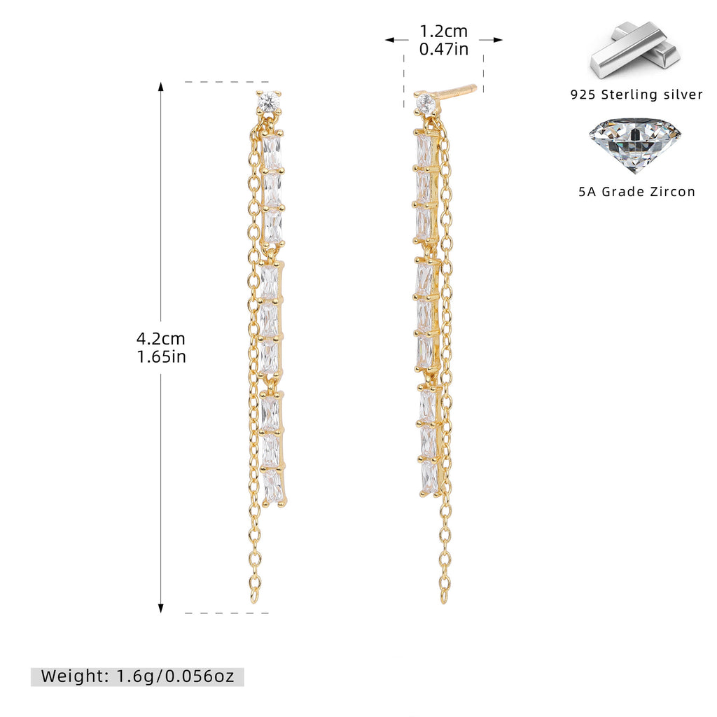 Damen Ohrhänger mit luxuriösem Zirkonbesatz und elegantem Kettendesign Shop Nory