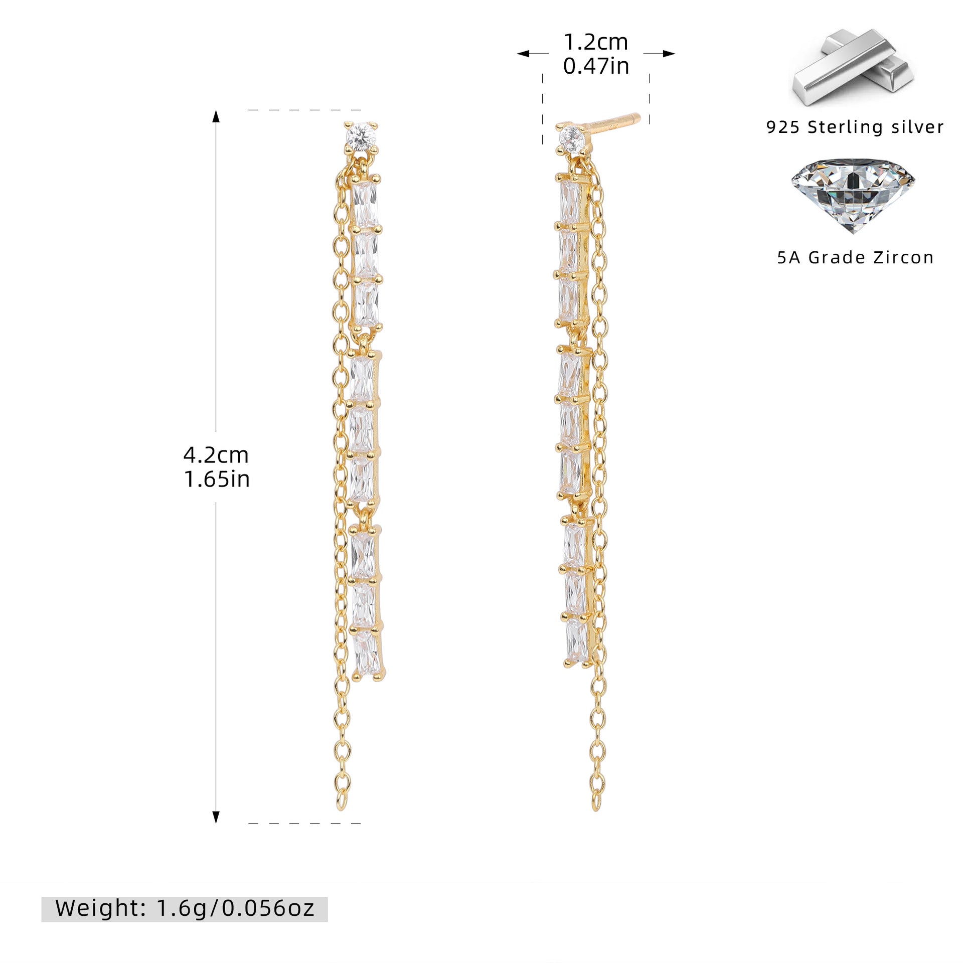 Damen Ohrhänger mit luxuriösem Zirkonbesatz und elegantem Kettendesign Shop Nory