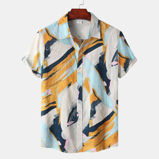 Herren Kurzarmhemd mit kreativem Abstract-Design Shopnory