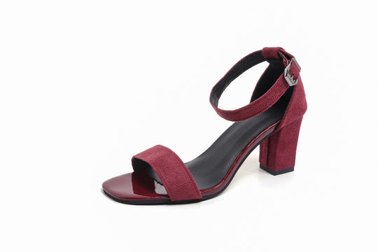 Damen Blockabsatz-Sandale mit Knöchelriemen und Veloursdetail Shop Nory