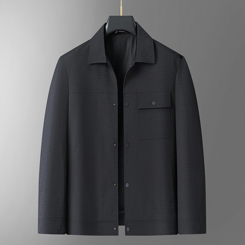 Herren Leichte strukturierte Overshirt-Jacke mit Druckknopfverschluss und Brusttasche Shop Nory
