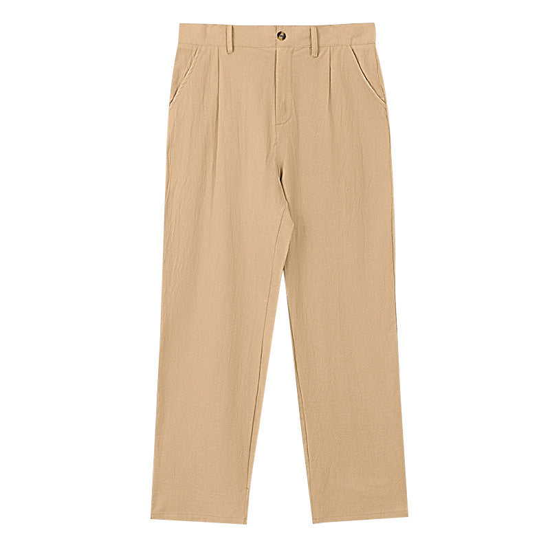 Herren nan elegante Bundfaltenhose aus leichtem Baumwollmix mit geradem Schnitt und Gürtelschlaufen