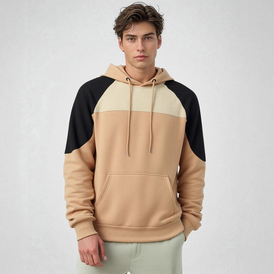 Herren Kapuzenpullover mit Struktur-Einsätzen und Kängurutasche Shop Nory