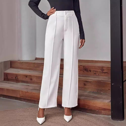 Damen Hochtaillierte Palazzo-Hose mit Bügelfalte und geradem Bein Shop Nory