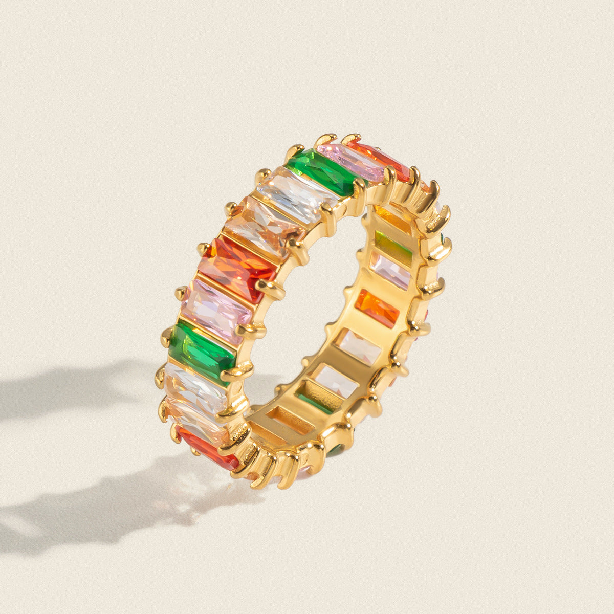 Damen modischer Ring mit buntem Steinbesatz Shop Nory