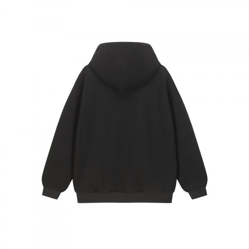 Unisex Oversize Kapuzen-Sweatjacke mit Karofutter, durchgehendem Reißverschluss und geripptem Saum Shop Nory