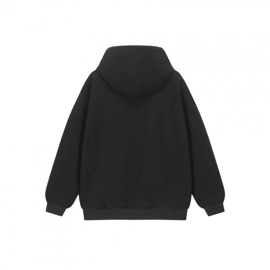 Unisex Oversize Kapuzen-Sweatjacke mit Karofutter, durchgehendem Reißverschluss und geripptem Saum Shop Nory