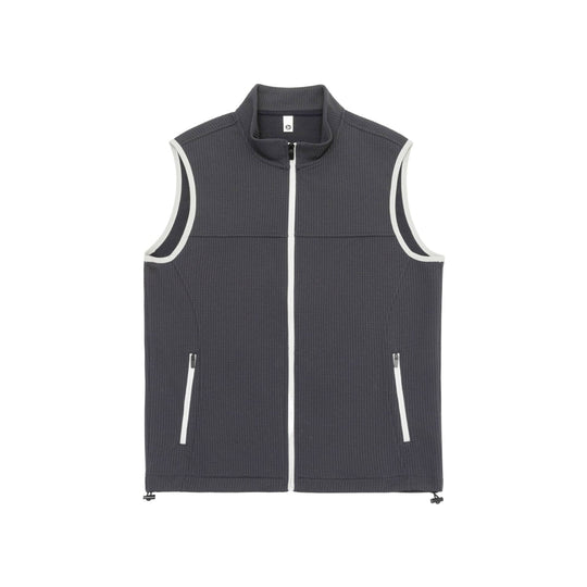Unisex Waffelstruktur-Outdoorweste mit Stehkragen, durchgehendem Reißverschluss und Kordelzugsaum Shop Nory