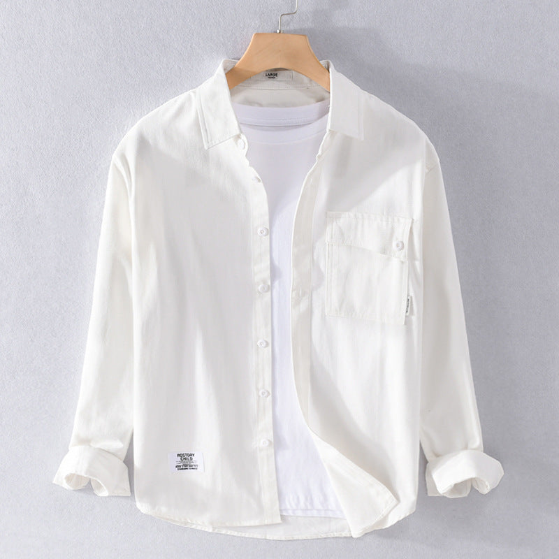 Herren Lockeres Hemdjacken-Overshirt aus Soft‑Twill mit integriertem Layer‑T‑Shirt und aufgesetzter Brusttasche Shop Nory