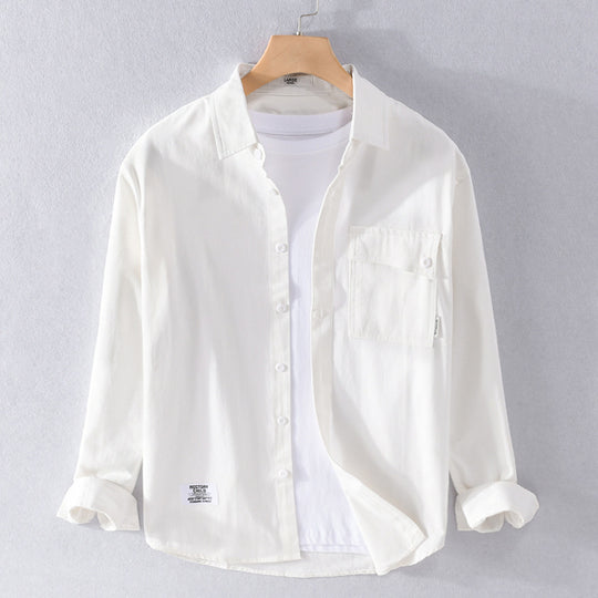 Herren Lockeres Hemdjacken-Overshirt aus Soft‑Twill mit integriertem Layer‑T‑Shirt und aufgesetzter Brusttasche Shop Nory