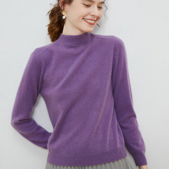 Damen weicher Feinstrick-Mockneckpullover mit Angora‑Look und legerer Silhouette Shop Nory