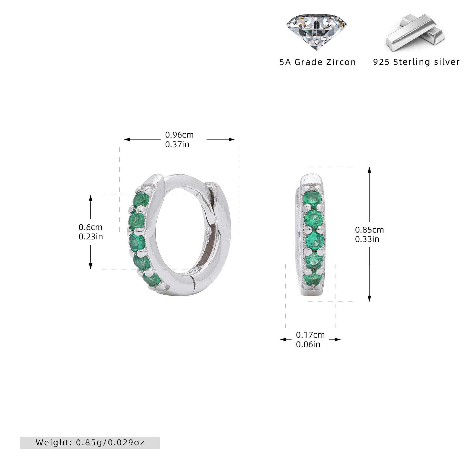 Damen Ohrcreolen mit funkelnden Zirkonsteinen aus hochwertigem 925 Sterling Silber Shop Nory