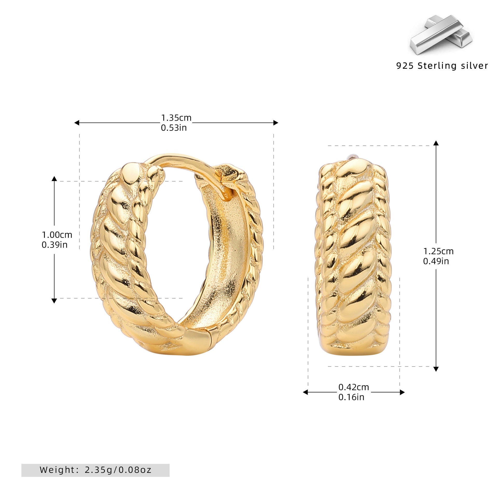 Damen Creolen im modernen Kordeldesign aus hochwertigem 925 Sterling Silber Shop Nory