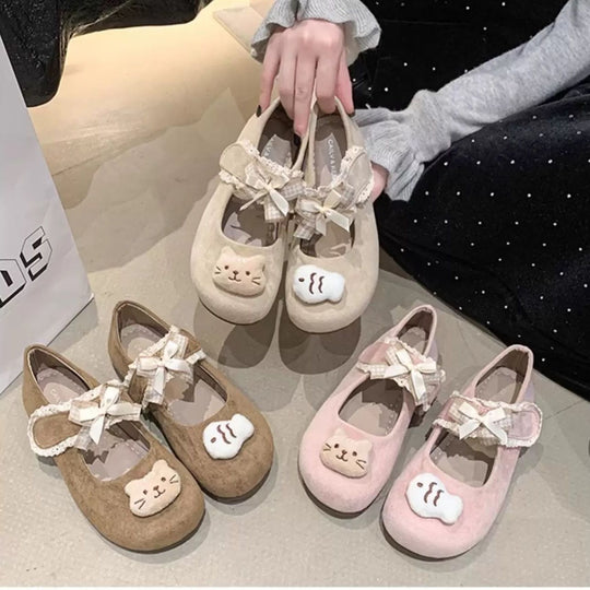 Damen Verspielte Mary-Jane-Ballerinas mit Plüsch‑Applikation und Klettverschluss Shop Nory