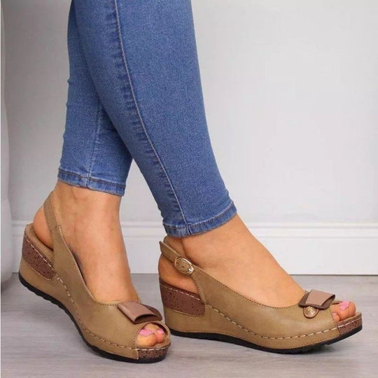 Damen Keil‑Slingback‑Sandalen mit gepolstertem Komfortfußbett und Zierschleife Shop Nory