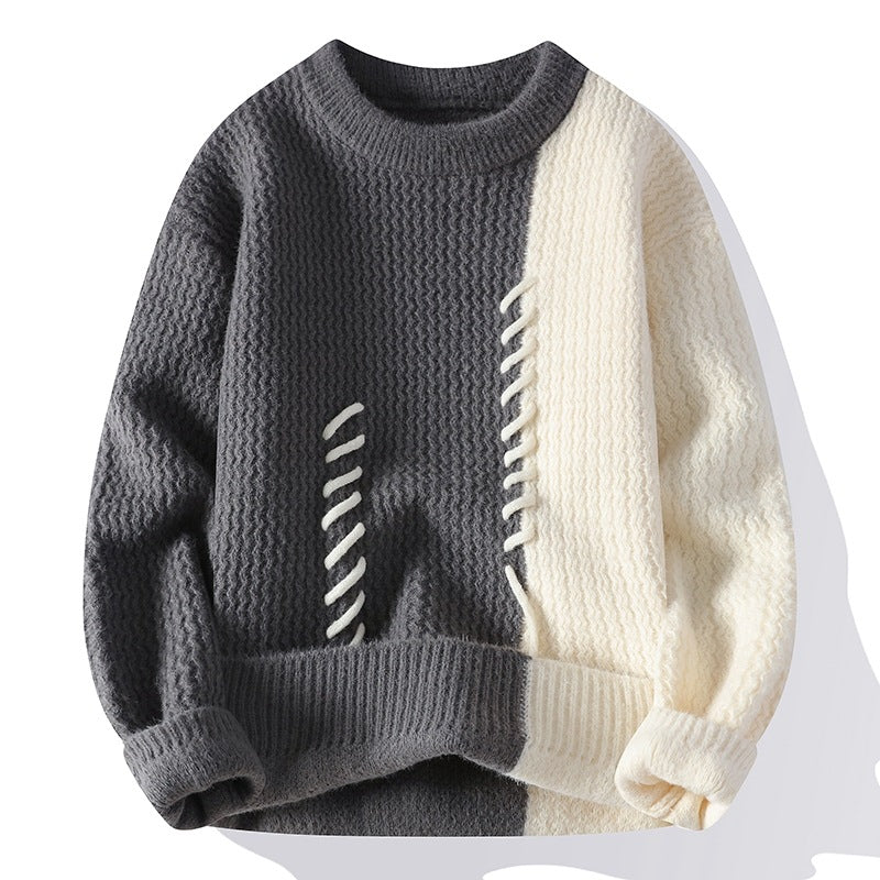 Damen Zweifarbiger Oversize-Strickpullover mit Ziernähten und Waffelstruktur Shop Nory