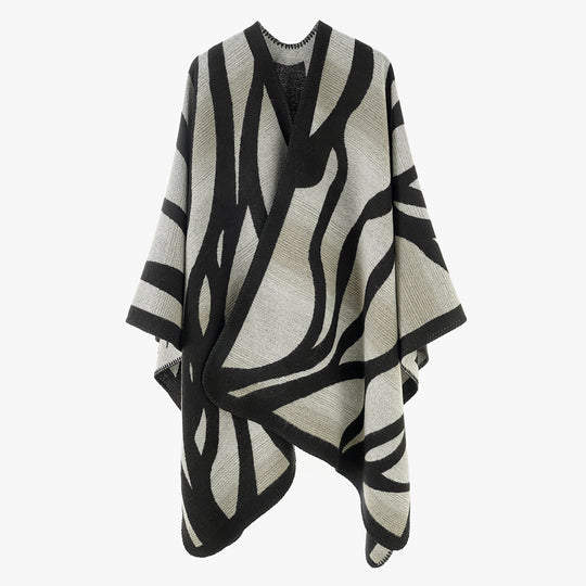 Damen Strukturstrick-Cape mit asymmetrischem Wickelfall und Jacquardmuster Shop Nory