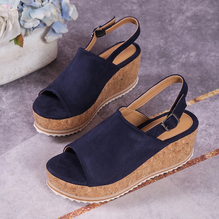 Damen Plateau-Sandaletten mit elegantem Korkdesign und verstellbarem Fersenriemen Shopnory