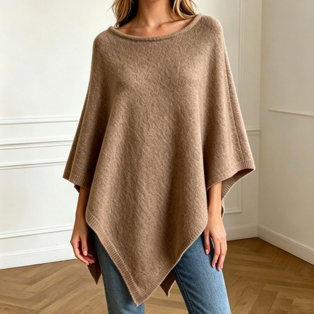 Damen Oversize Strickponcho mit weitem Rundhalsausschnitt Shop Nory