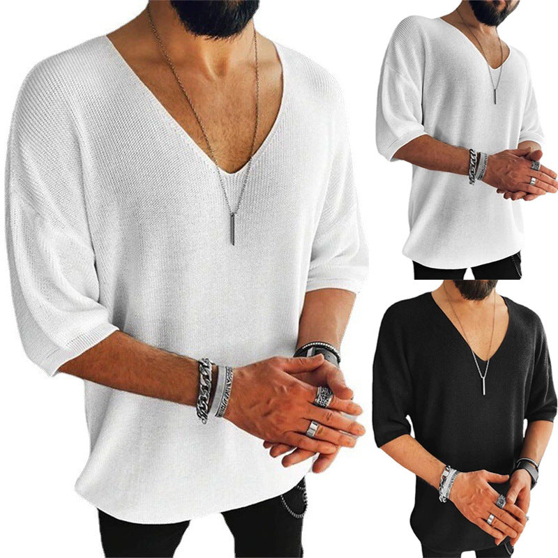 Herren Übergröße V-Ausschnitt Pullover