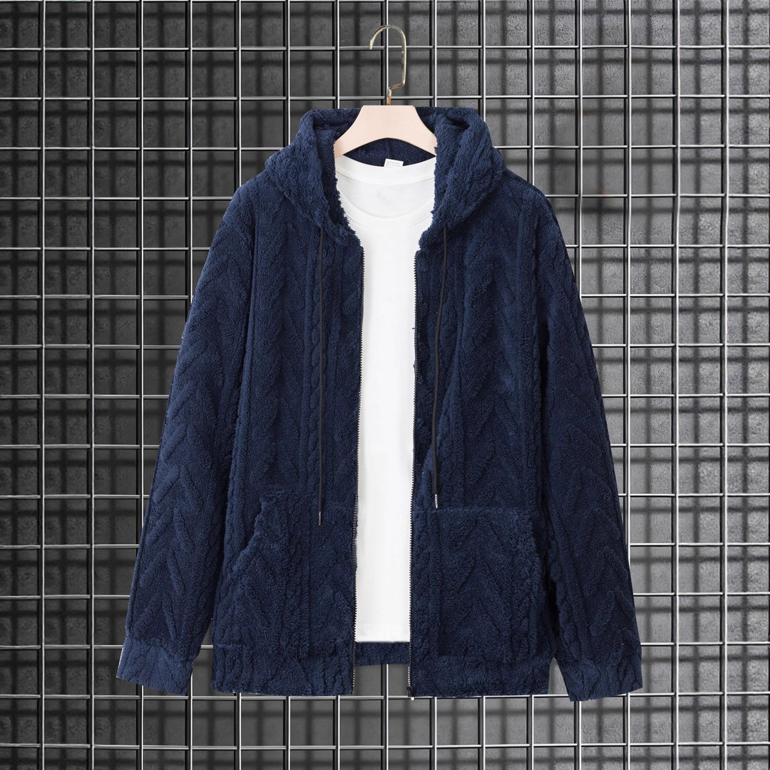 Herren kuschelige Kapuzenjacke aus Teddyfleece mit durchgehendem Reißverschluss und Kängurutaschen Shop Nory